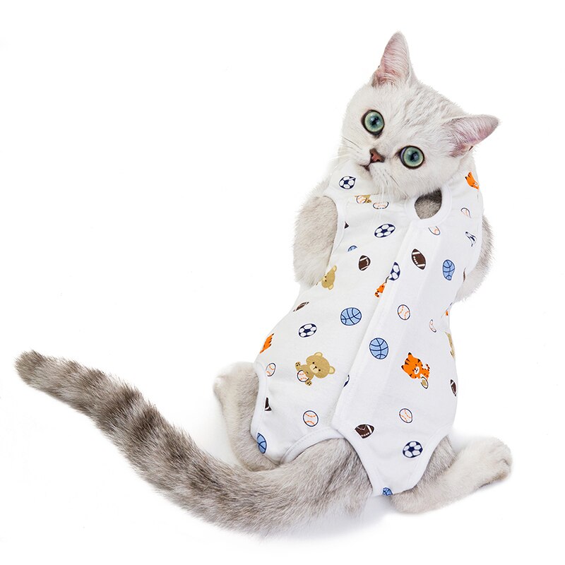 Frühling Sommer Katze Sterilisation Anzug Anti-lecken Chirurgie Nach Erholung Haustier Pflege Kleidung Atmungsaktive Katzen Entwöhnung Anzug: Fußball / XL