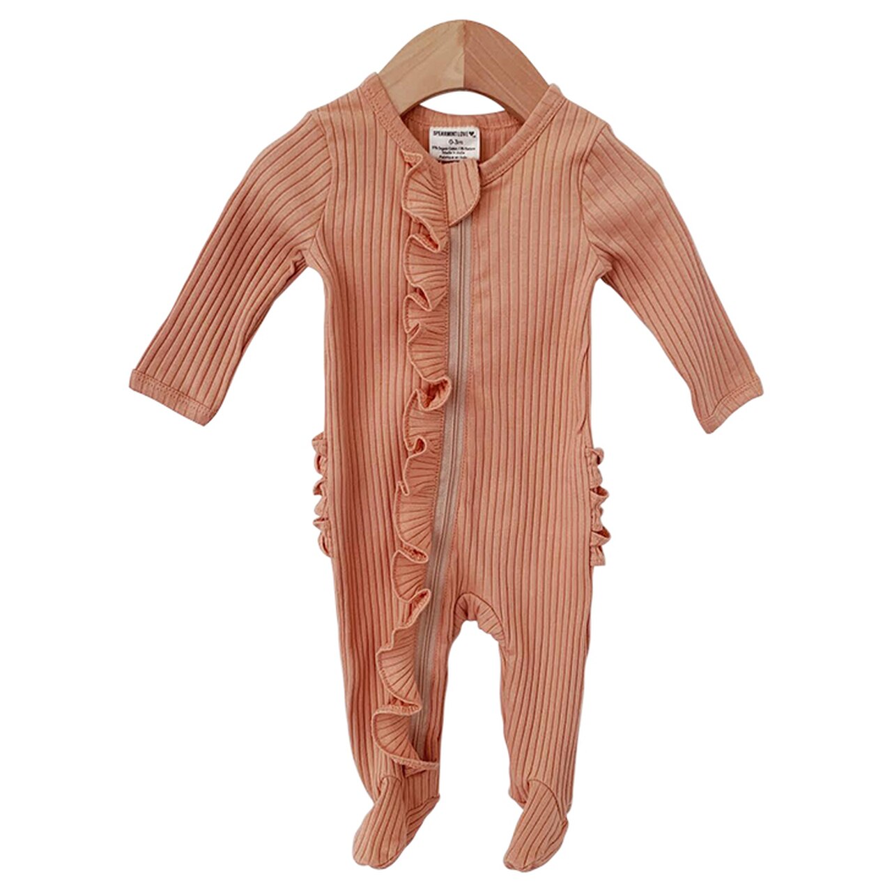 Pasgeboren Baby Baby Romper Nachtkleding Ruffle Solid Lange Mouwen Knited Jumpsuit Footed Baby Kleding Herfst Winter: Oranje / 3M