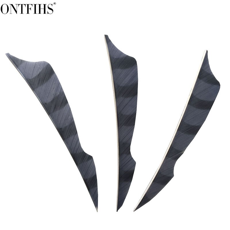 ONTFIHS RW-50 pièces 4 "rayé Double multicolore piqûre Arrrow plume Fletching pour tir à l'arc flèche accessoires Fletches plumes: Gris clair