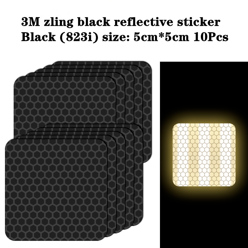 Cinta reflectante negra de 3M, pegatina adhesiva de grado de diamante, de seguridad, cinta de advertencia para bicicleta, automóviles, motocicleta, estilo de coche: 5cmX5cm