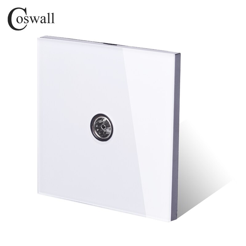 COSWALL Crystal Tempered Glass Panel Wall Socket Female TV Connector Television Jack R11 Series