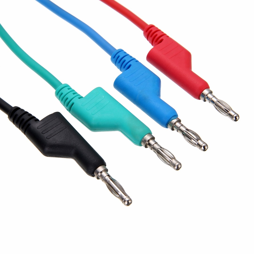 4pcs/set 1M Test Cable Lead Double Ended Banana to Banana Plug Soft Silicone Test Leads Cable 4mm 15A for Multimeter Measure