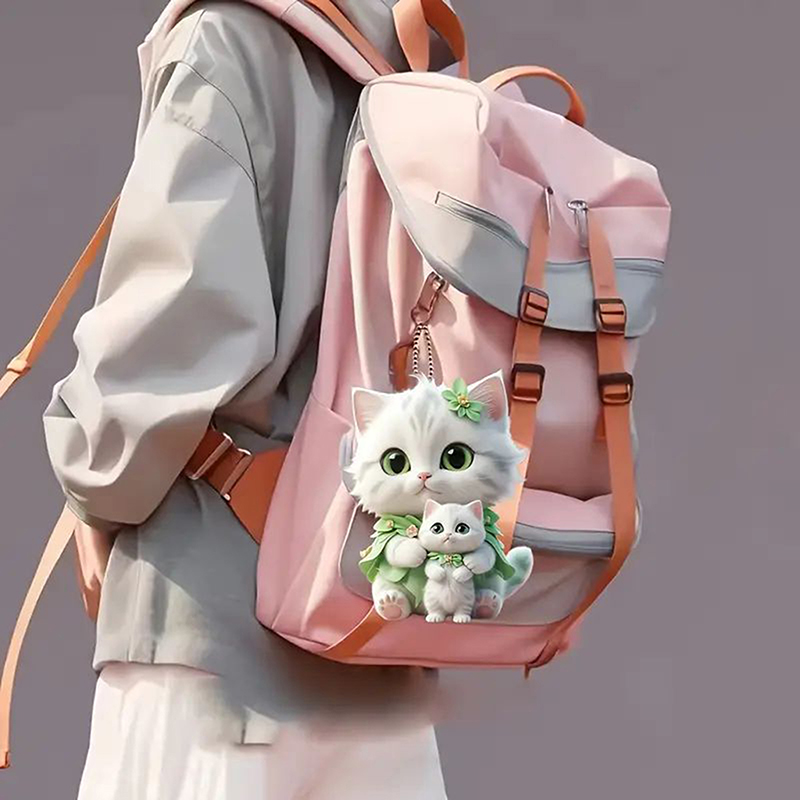 Décoration de rétroviseur de voiture, pendentif de voiture, équation de chat, décor d'intérieur de voiture, artisanat fait à la main, ornement de sac à dos, JO, acrylique