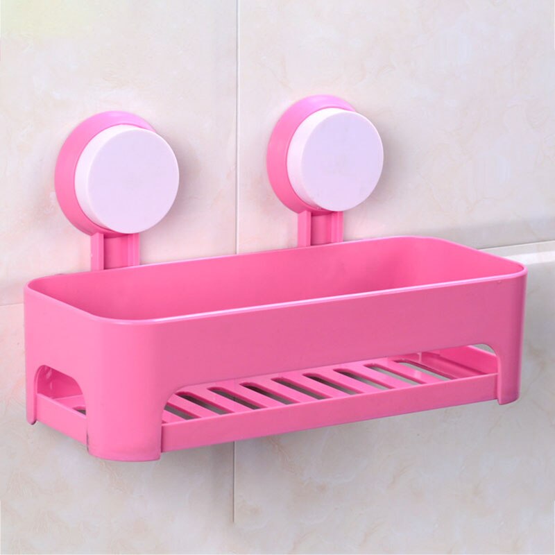 Verwijderbare Douche Mand Douche Caddy Zuignap No-Boren Krachtige Heavy Duty Waterdichte Organizer Voor Badkamer Fping: Pink Rectangle