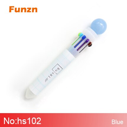 Funzn 0.5 mm 10 colors ballpoint pens for writing Chancellery simple office school supplies ball pen luxury nurses: hs102-blue