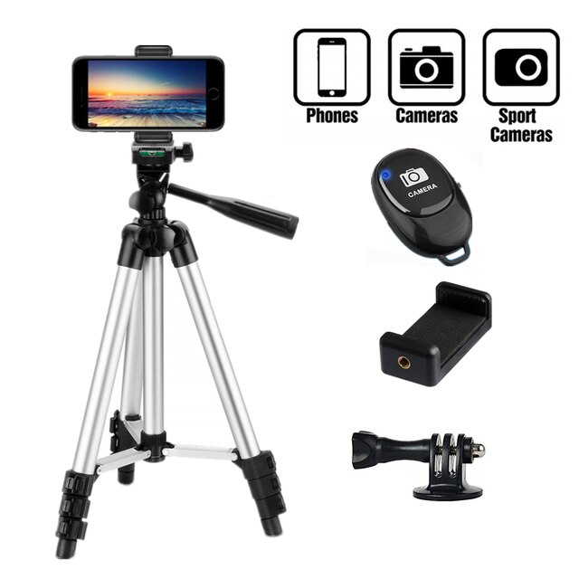 Stativ Selfie Stock Für Selfie praktisch Video Fotografie Beleuchtung Tragbare Basis Stehen Smartphone Mobilen Stativ: silber-