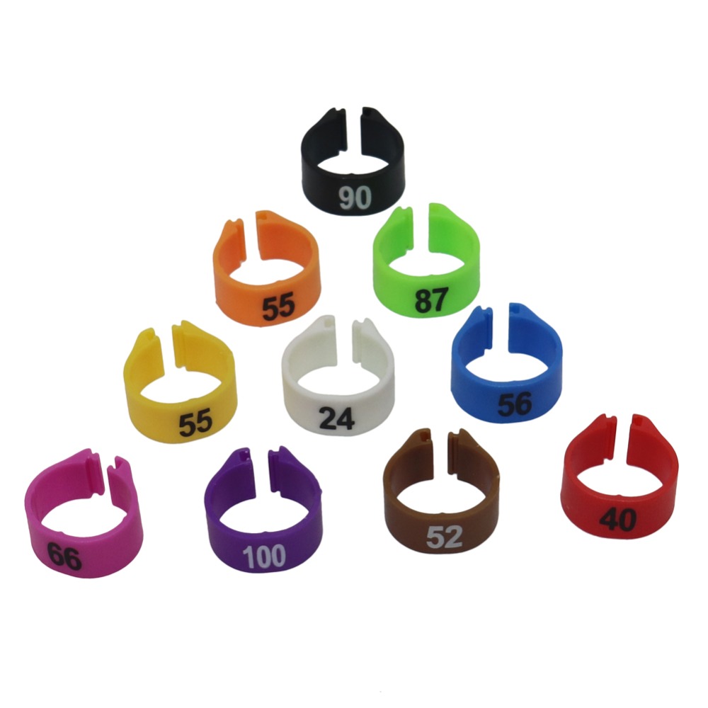 12Mm/14Mm Papegaai Voetring Papegaai Harnas Vogel Voeden Levert NO.1-100 Digitale Mark Ring 10 Kleuren Vogel harnas 100 Pcs