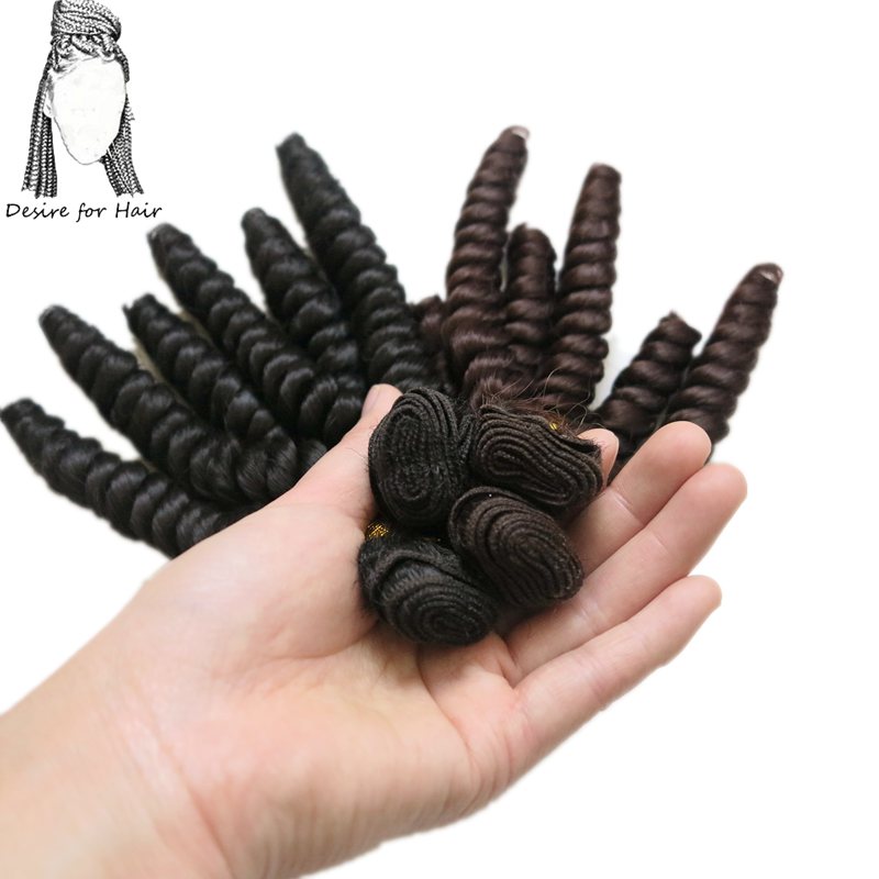 Deseo de pelo 1 paquete 200g 6 mechones 10 pulgadas-14 pulgadas extensiones de pelo ondulado mechones sintéticos resistentes al calor en tejido suelto color marrón