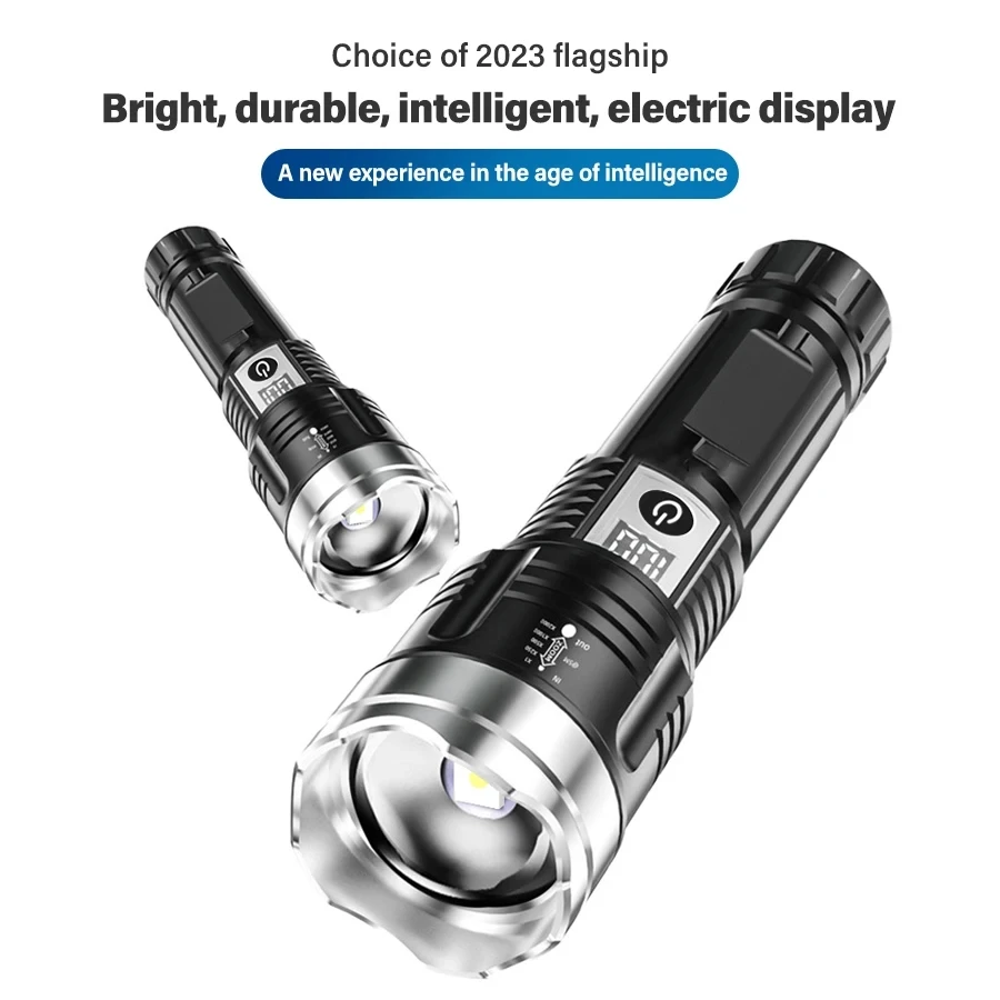 Super Bright LED Flashlight USB Rechargeable Torch Telescopic Zoom Powerful Handlight for Outdoor Explore Emergency Waterproof