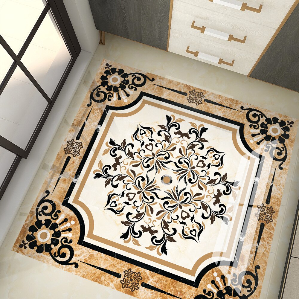 Living room hallway entrance tile stickers waterproof antifouling floor stickers self-adhesive Bohemia printed Square sticker
