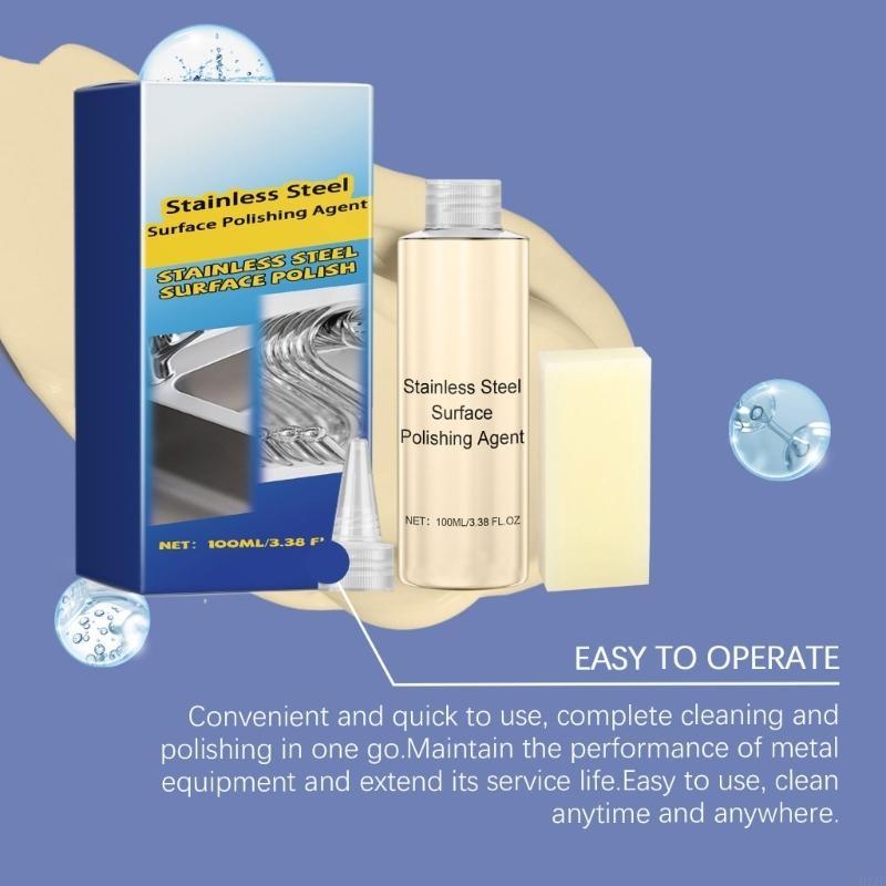 Rustfrit stål polermiddel 100ml rengøringsmiddel til vaske og ovne praktisk køkkenapparatrens 203f