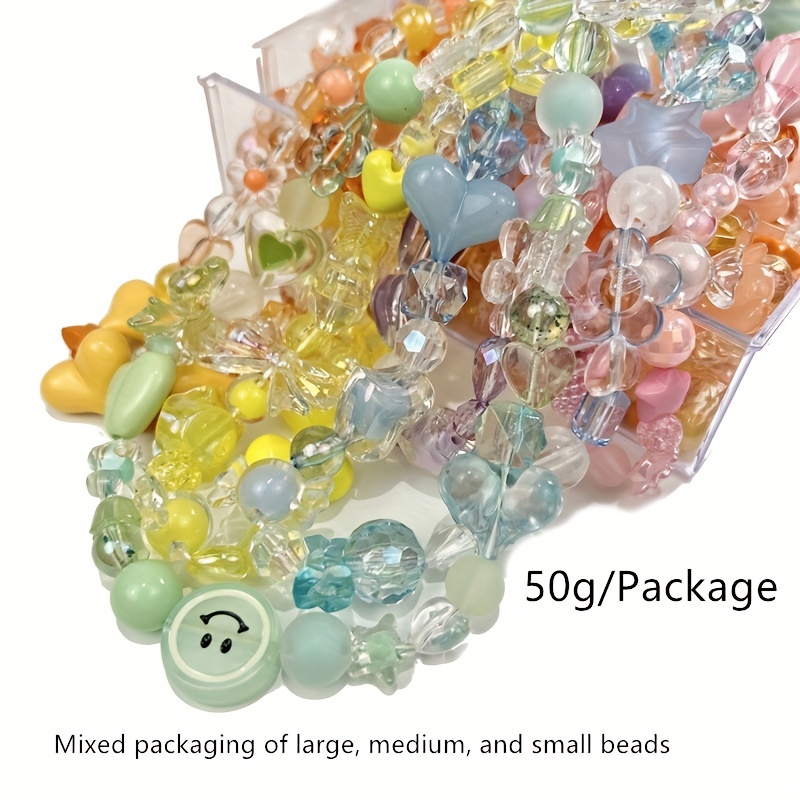 50 g/paquete de cuentas sueltas acrílicas de colores mezclados de estilo mixto para pulsera, collar, suministros de joyería, accesorios hechos a mano DIY