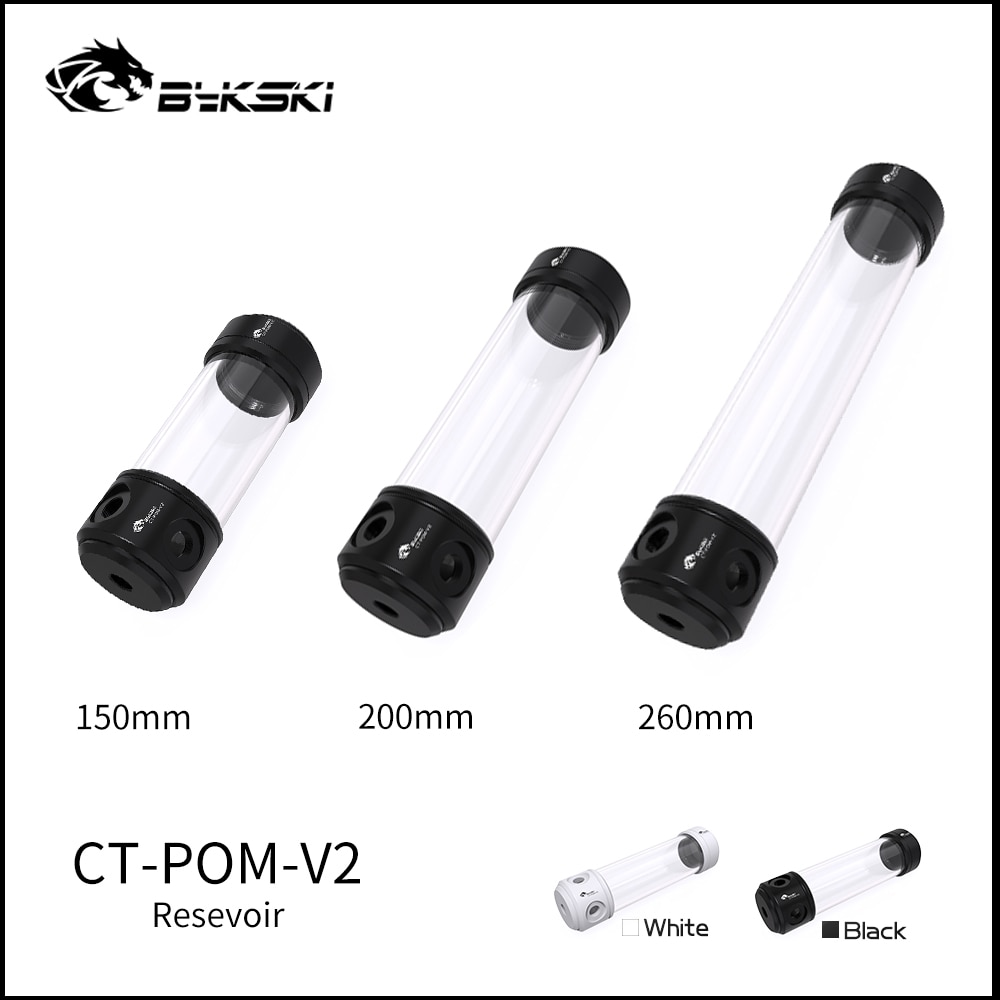 BYKSKI Reservoir, Acrylic Cylindrical Water-Coolant Tank for PC water cooling system 150mm, 200mm, 260mm,
