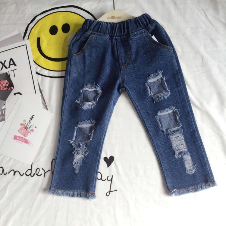 Kids Broek Baby Jongens Meisjes Gebroken Gat Broek broek Jeans Jongen Meisje Denim Broek Casual Gescheurde Jeans Kinderen kleding