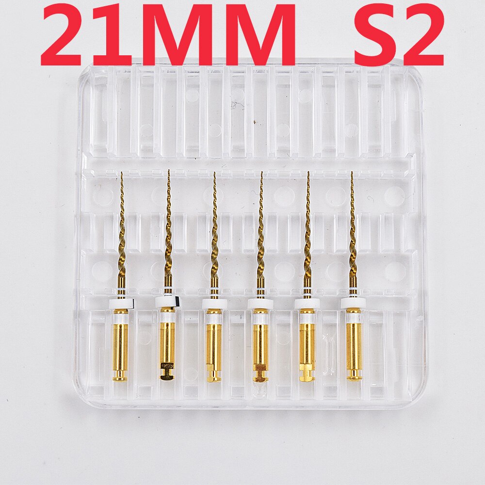 Dental guld flexibla filer endo roterande filer gyllene endodontiska filer 25mm nickel titanium instrument tandvård: 21mm s2