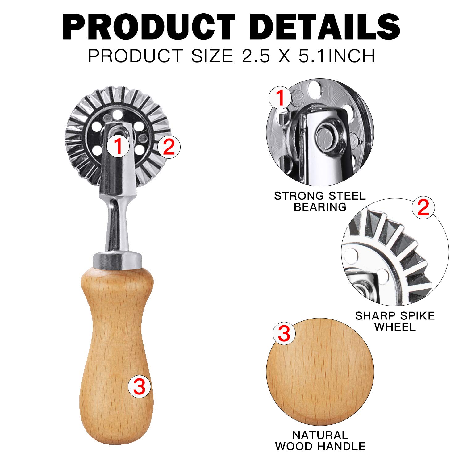 Pastry Wheel Cutter - Pasta Cutter Wheel - Ravioli Crimper Cutter Wheel Divider Side Pasta Knife For Home And Kitchen Use