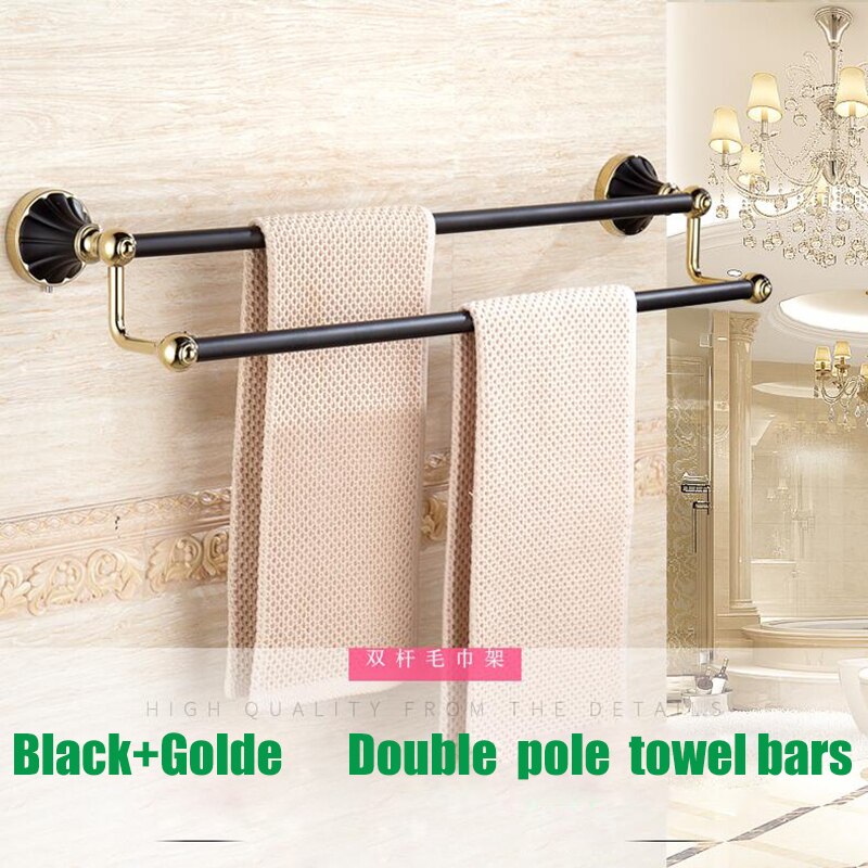 BECOLA Hotel Badkamer Dubbele Handdoek Bar Wit gouden handdoek bars Europese style Black golden handdoek bars