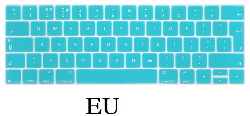 Silicon Waterproof Keyboard Film Skin EU US English Keyboard Skin for Macbook Pro 13 15 Keyboard Cover A1989 A1990: EU-Blue