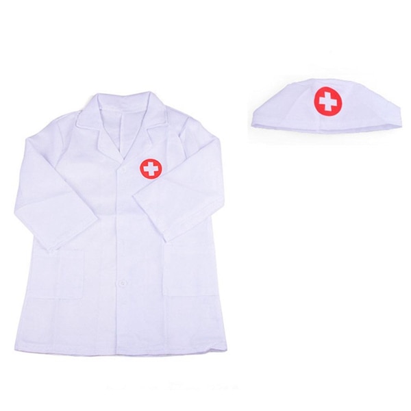 Enfants docteur jeu de rôle déguisement ensemble de robe docteur laboratoire manteau Kit Cosplay pour enfant en bas âge gommage outils supplémentaires: White