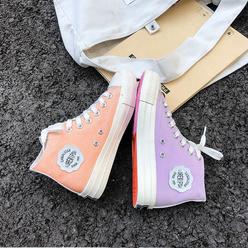 Farbwechsel Schuhe Frauen UV Vielseitig Leichte Weiß Frau Schuhe Koreanische hoch-oben Leinwand Schuhe Weibliche Außen bekannt Sneaker