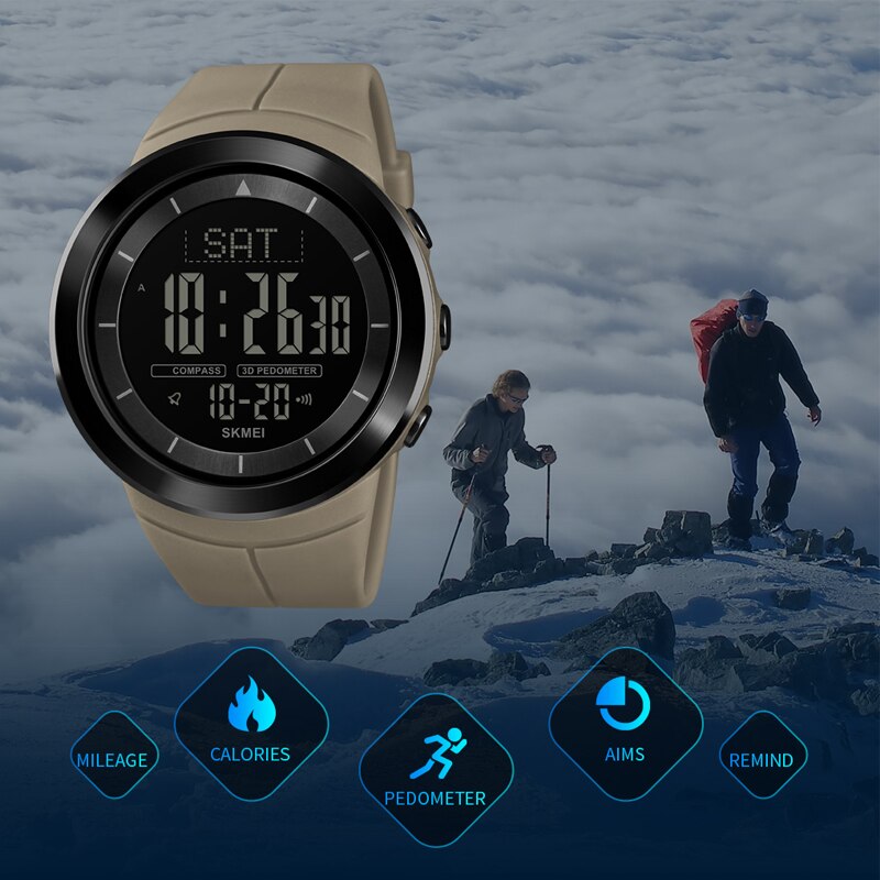 Skmei 1403 Mannen Digitale Horloge Kompas Armband Waterdicht Mannen Polshorloge Calorie Stappenteller Sport Horloges Mannelijke Klok Horloge