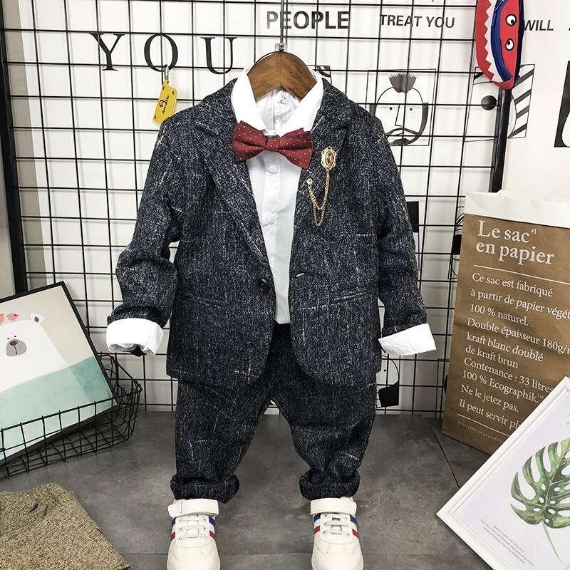 Boys Suit Performance Costume Fiower Girl Dress British Suit Boy Formal Dress Wedding Dress coat Two-Piece Suit