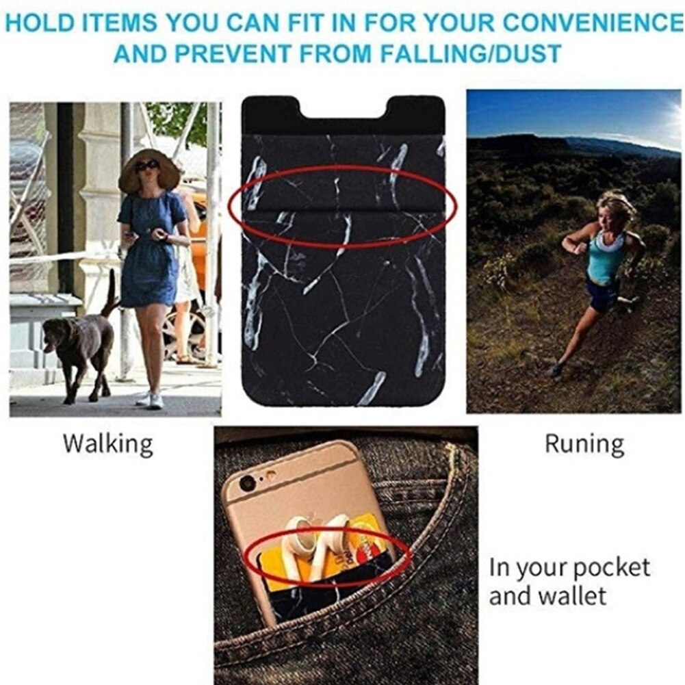 Marmer Zelfklevende Mobiele Telefoon Back Credit Id Kaarthouder Case Pocket Cover