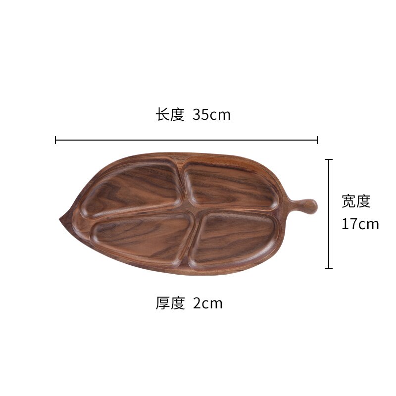 Nordic Stijl Creatieve Houten Board Thuis Snacks/Snoep/Dessert/Fruit Plaat Decoratieve Servies WF9211015: Walnut with Leaves
