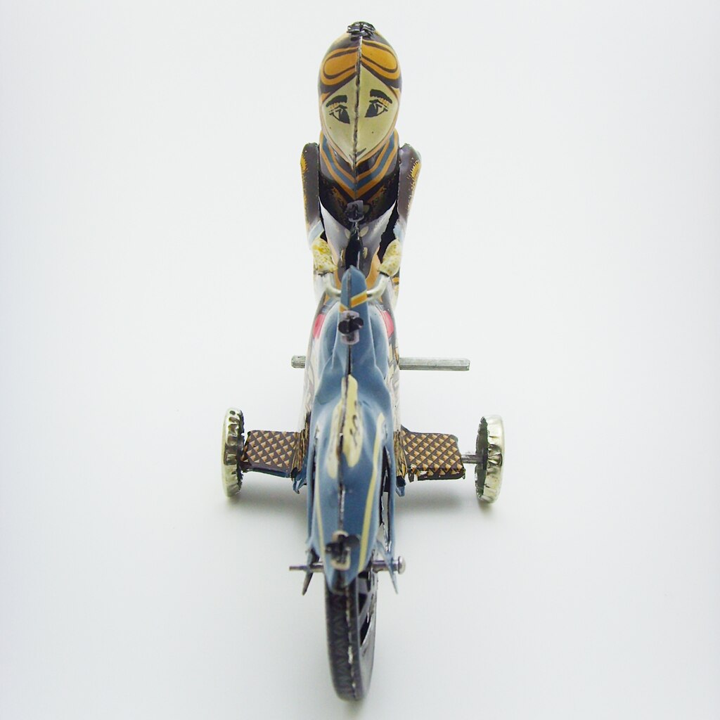 Wind Up Man Rijden Motorfiets Clockwork Metalen Blikken Speelgoed