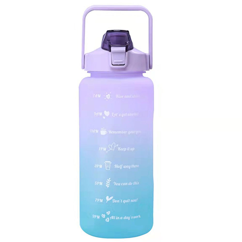 Butelka wody 2L o dużej pojemności zdatność trening plastikowy kubek odkryty kemping butelka robić picia wody gradient sportowy kubek na wodę: śliwka