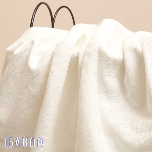 Camisas de verano de lino y algodón liso, 148cm de ancho, color liso, para ropa, por yarda: Creamy-white