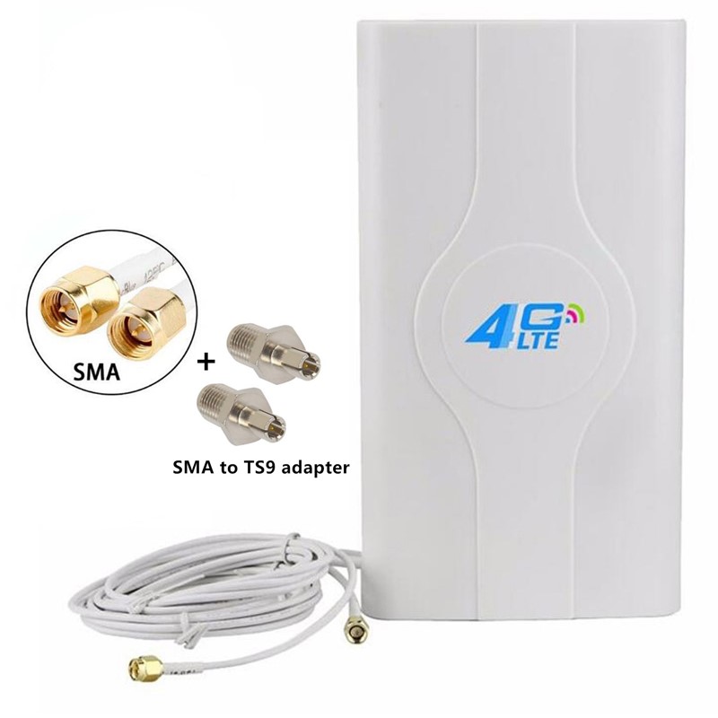JX Antemma 3G 4G LTE omni Panel antenna 700~2600mhz 88dbi Dual cable antenna SMA TS9 CRC9 for 3G 4G Modem Router: Add TS9 adapter