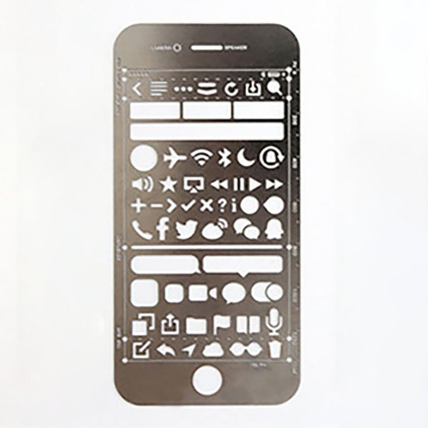 Multifunctional Stainless Steel Ruler DIY Geometric Drawing Template Rulers Multi-pattern Heart Star Hollow Ruler Diary Tools: iPhone-S