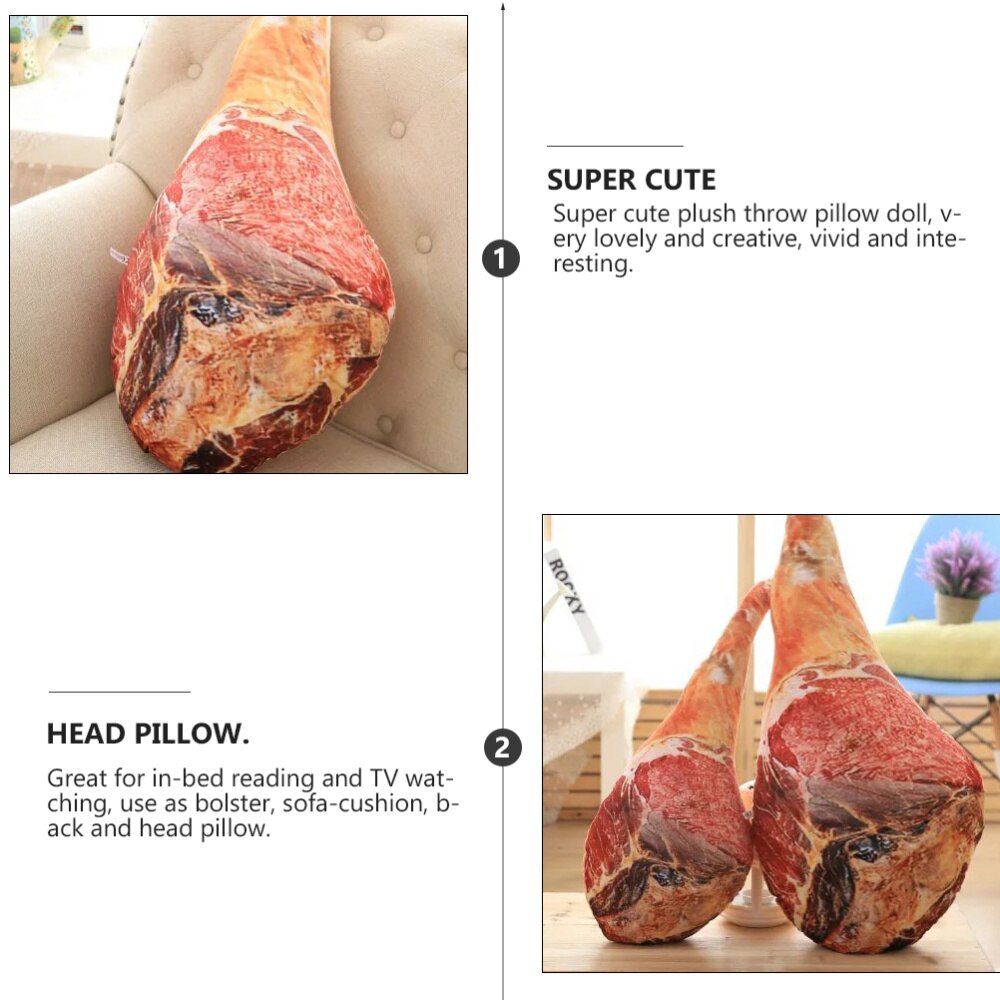 1 almohada de jamón Artificial, almohada de broma de , divertida almohada de muñeca, broma, tocino, almohada de dibujo de comida creativa, almohada para Bar Par KTV