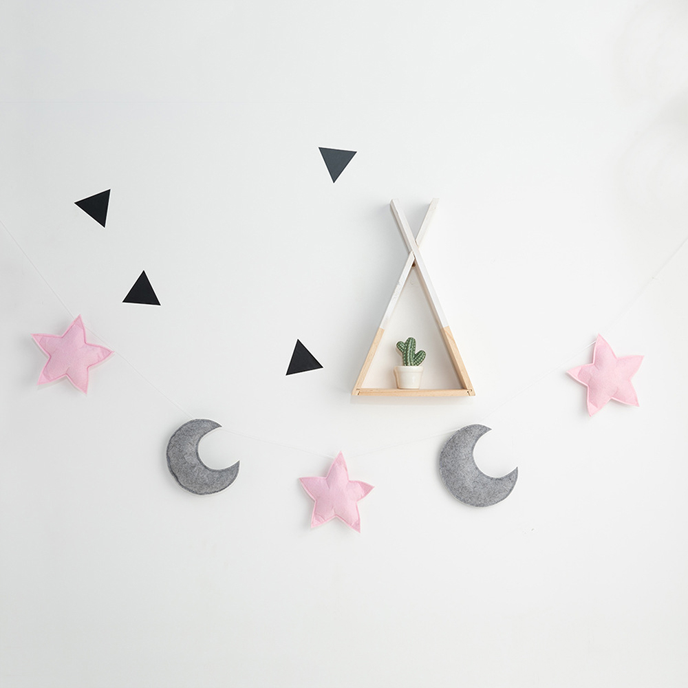 Babykamer Decor Bumper Maan Sterren Fotografie Props Vilt Baby Wieg Muur Opknoping Babykamer Decoratie Ins Stijl Voor kids: 1
