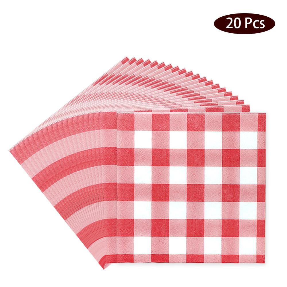 OurWarm Disposable Tableware Red and White Checkered Perfect for Italian Dinner Party Square Tablecloth Strawberry Birthday: Red