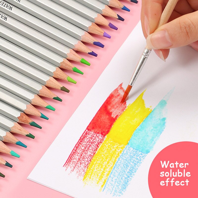 Crayon de couleur soluble dans l'eau 24 36 48 72 couleurs, stylo aquarelle pour croquis, fournitures d'art pour enfants, ensemble de peinture