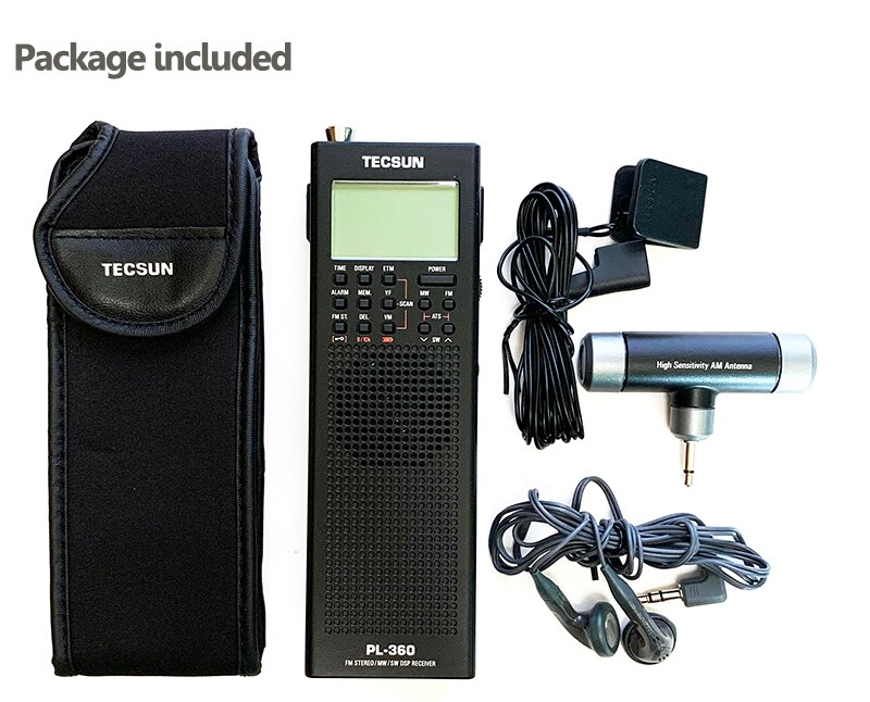 Tecsun-receptor DSP PL-360 Radio FM MW SW LW, antena externa AM, grabadora de Radio portátil para exteriores,