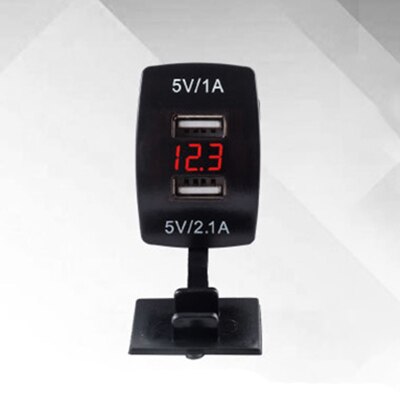 Waterproof 12V-24V Dual USB Plug Car Motorcycle Cigarette Lighter Socket Car Charger LED Digital Voltmeter Meter Electronic: Red