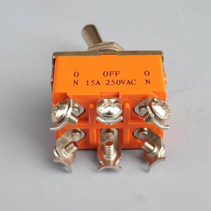 6Pin Toggle DPDT ON-OFF-ON Switch 15 Amp 250V Power Rocker 3 Position Throw Polarity Forward Reverse CW CCW DC Motor Control