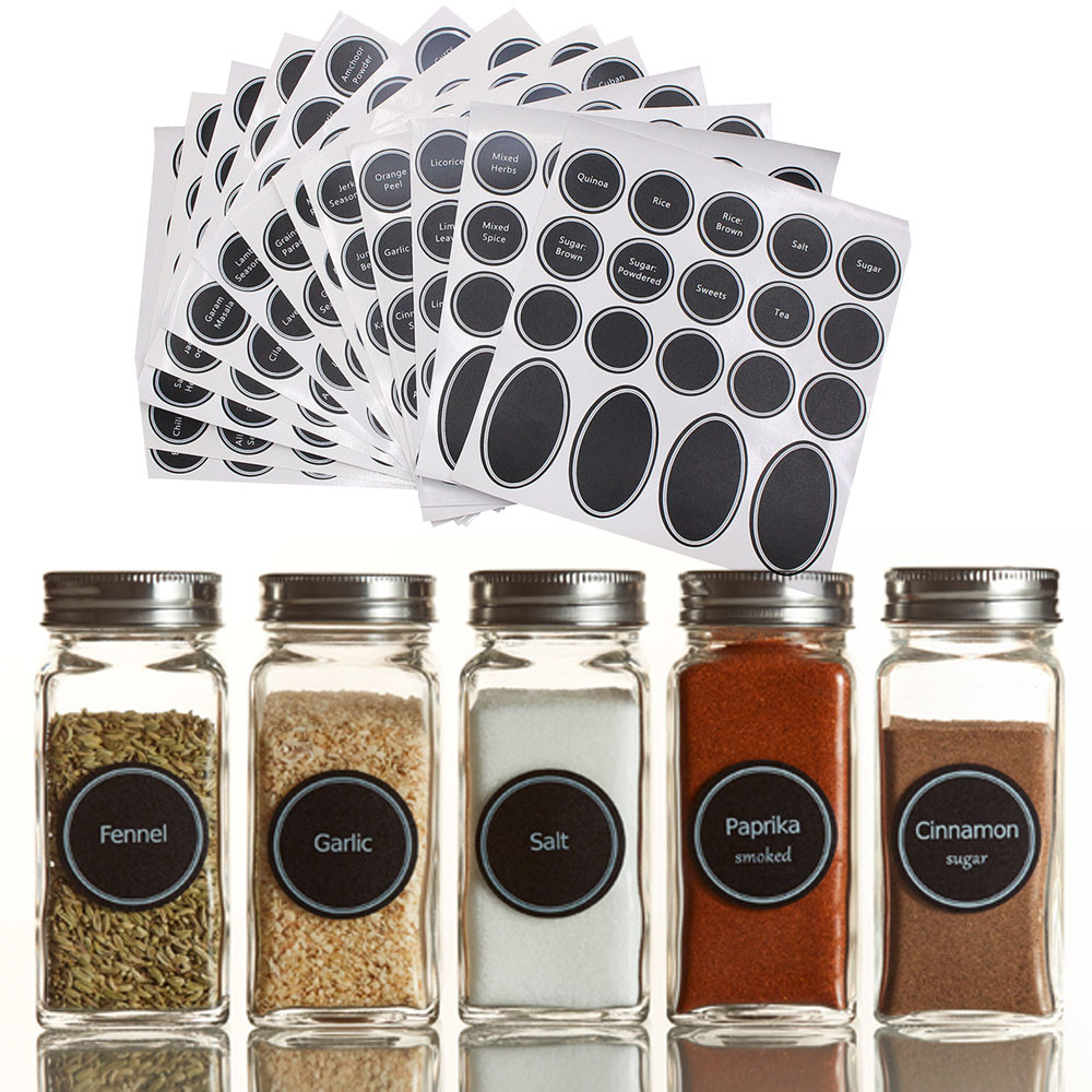 320+ Printed Spice Jar and Pantry Label Set Chalkboard Round Stickers Labels