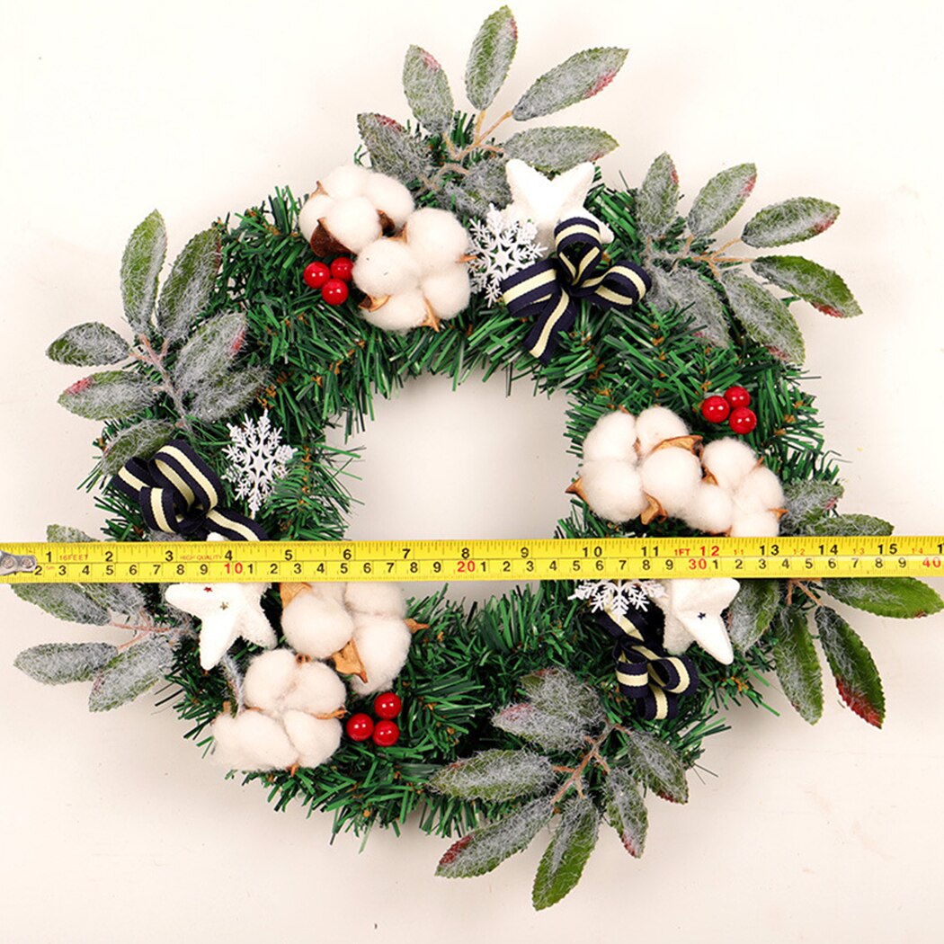 35cm håndlavet jul krans bomuld krans cirkel silke kunstig krans hængende dekoration fest fest supplie