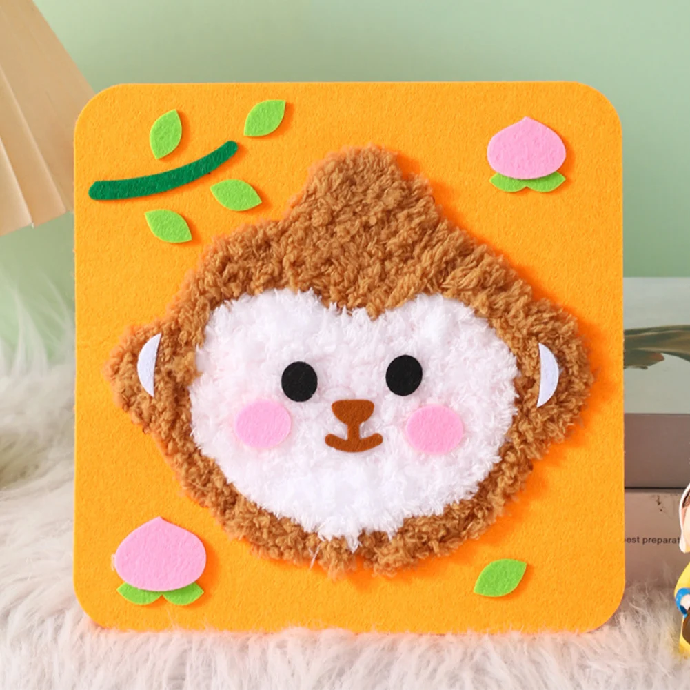 Handmade Wool Embroidery Children's Handmade Plush Sewing Board DIY Sewing Plush Animals Educational Craft Kit: Light Grey