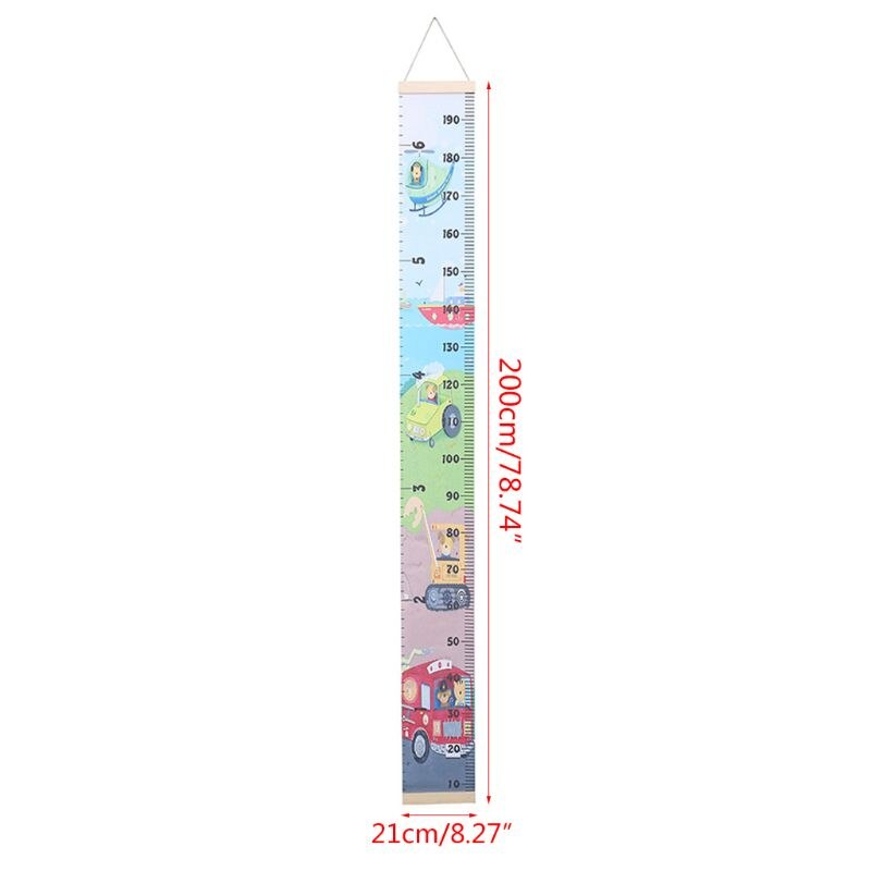 Kids Baby Growth Chart Wood+Canvas DIY Wall Hanging Measuring Ruler Room Decoration Nursery Removable Height Measure