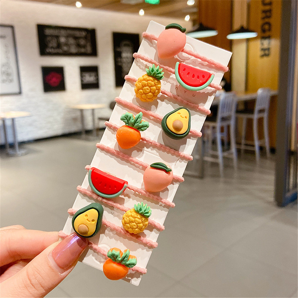 10 Pcs/Set Cute Floral Girls Rubber Bands Princess Kawaii Hair Ornament Headwear Elastic Hair Bands Headbands Hair Accessories: 6