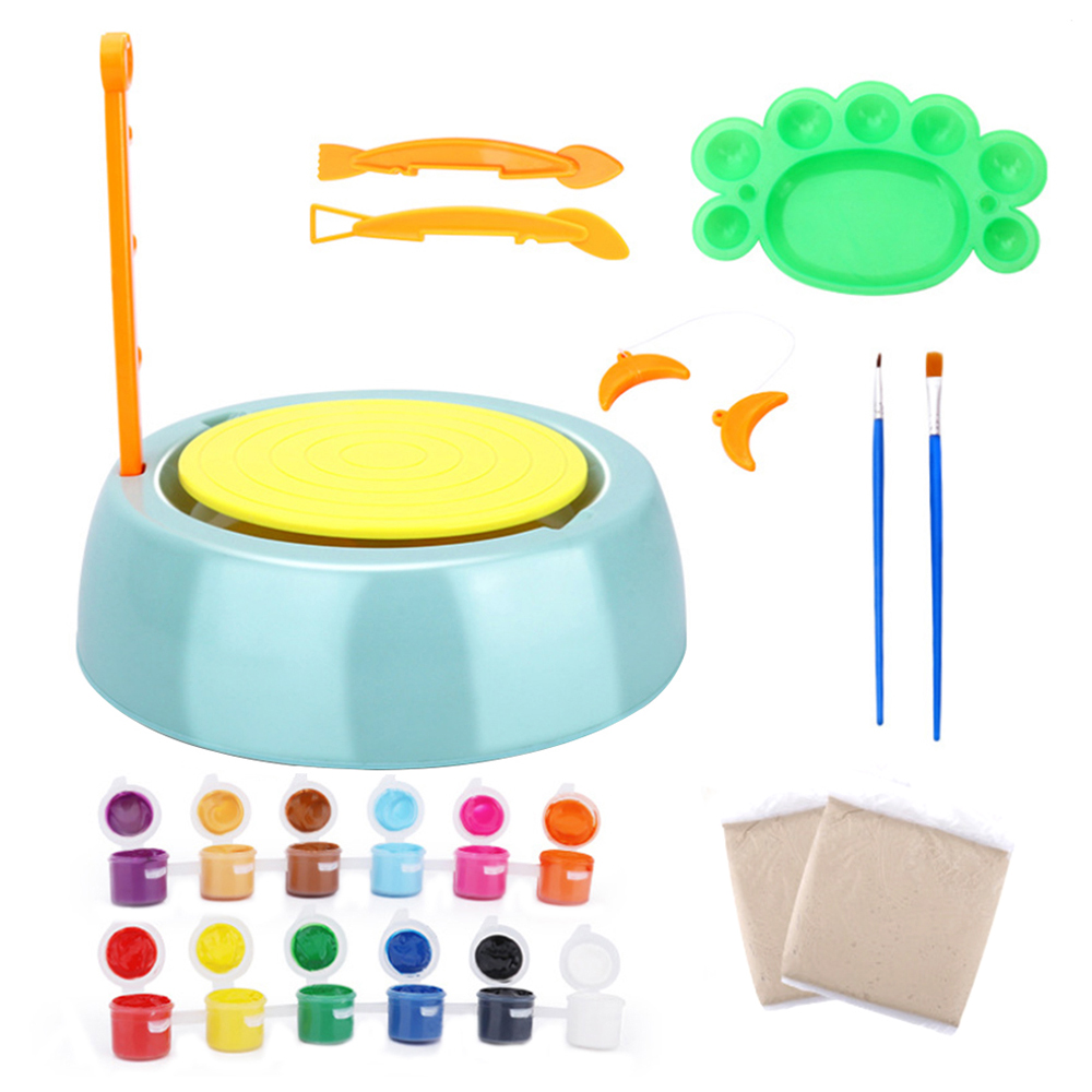DIY Keramik Handwerk Kit Spielzeug Künstler Studio Keramik Maschine mit Ton Pädagogisches Spielzeug für Kinder Anfänger: Green