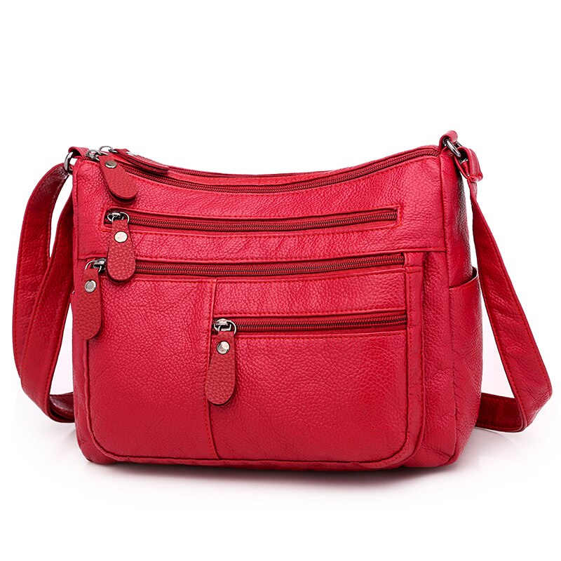 Vrouwen Gewassen Zachte Pu Lederen Schoudertas Casual Crossbody Tassen Voor Vrouwen Multi-Pocket Handtas Vrouwelijke Messenger Bags