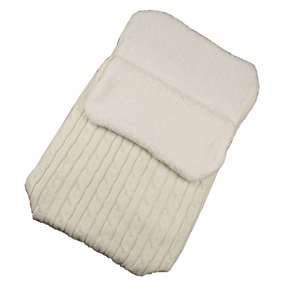 Baby Dikker Slaapzak Gebreide Warm Wrap Deken Pasgeboren Wandelwagen Winddicht Quilt Fleece Dikte Herfst Winter Deken: white