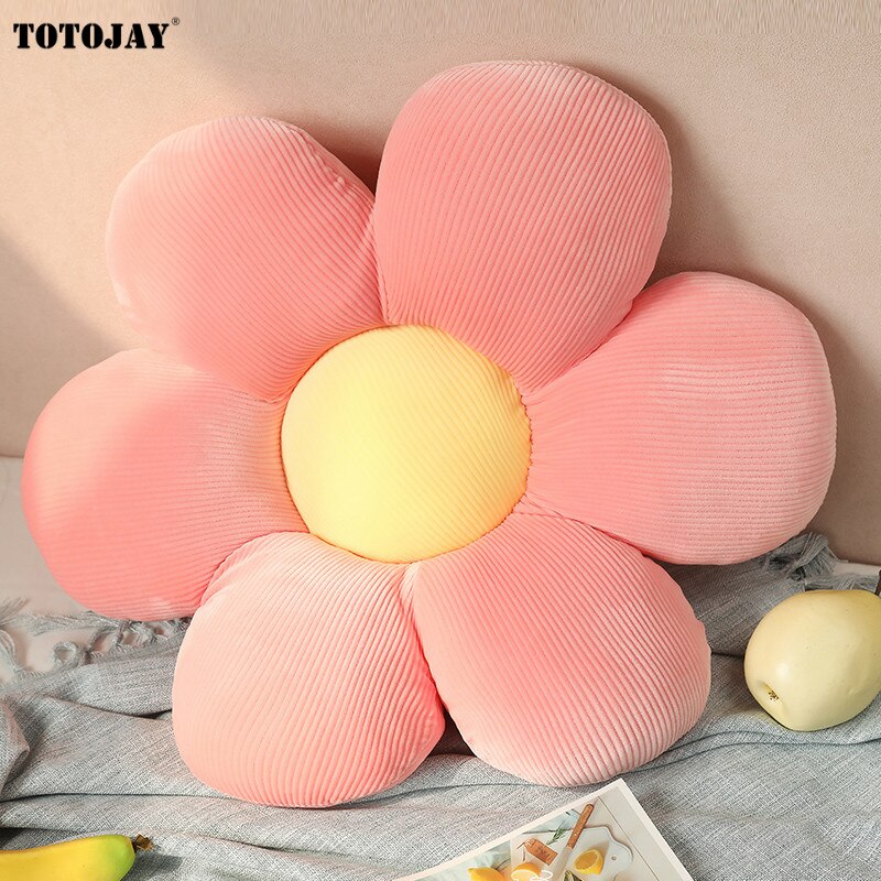 Bunte Blume Plüsch Kissen Spielzeug Weichen Karikatur Anlage Gefüllte Puppe Stuhl Kissen Sofa Kissen Dekorative Boden matt SchöNe: Rosa / 55CM