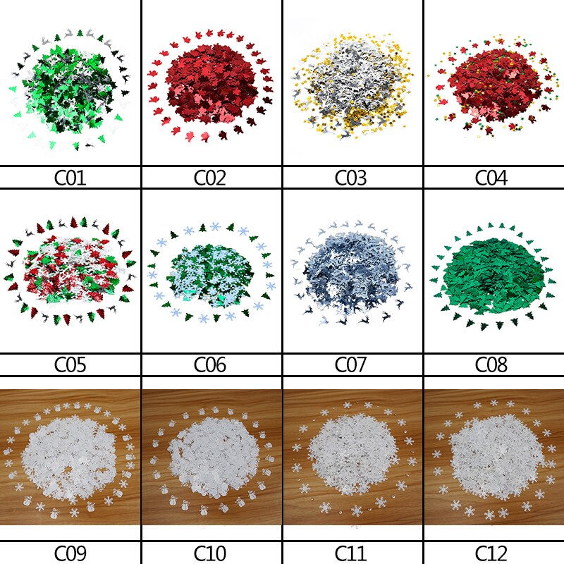 30g Christmas Confetti Artificial Snowflake Sequin Sant Claus Tree Snowman Confetti Year Table Decor Wedding Throwing